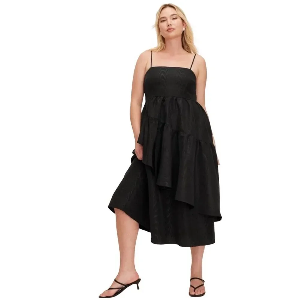 Kate Spade x Target Tiered Ruffle Midi Dress - Black - Size Large